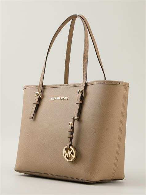 michael kors small jet set tote black &|Michael Kors jet set brown.